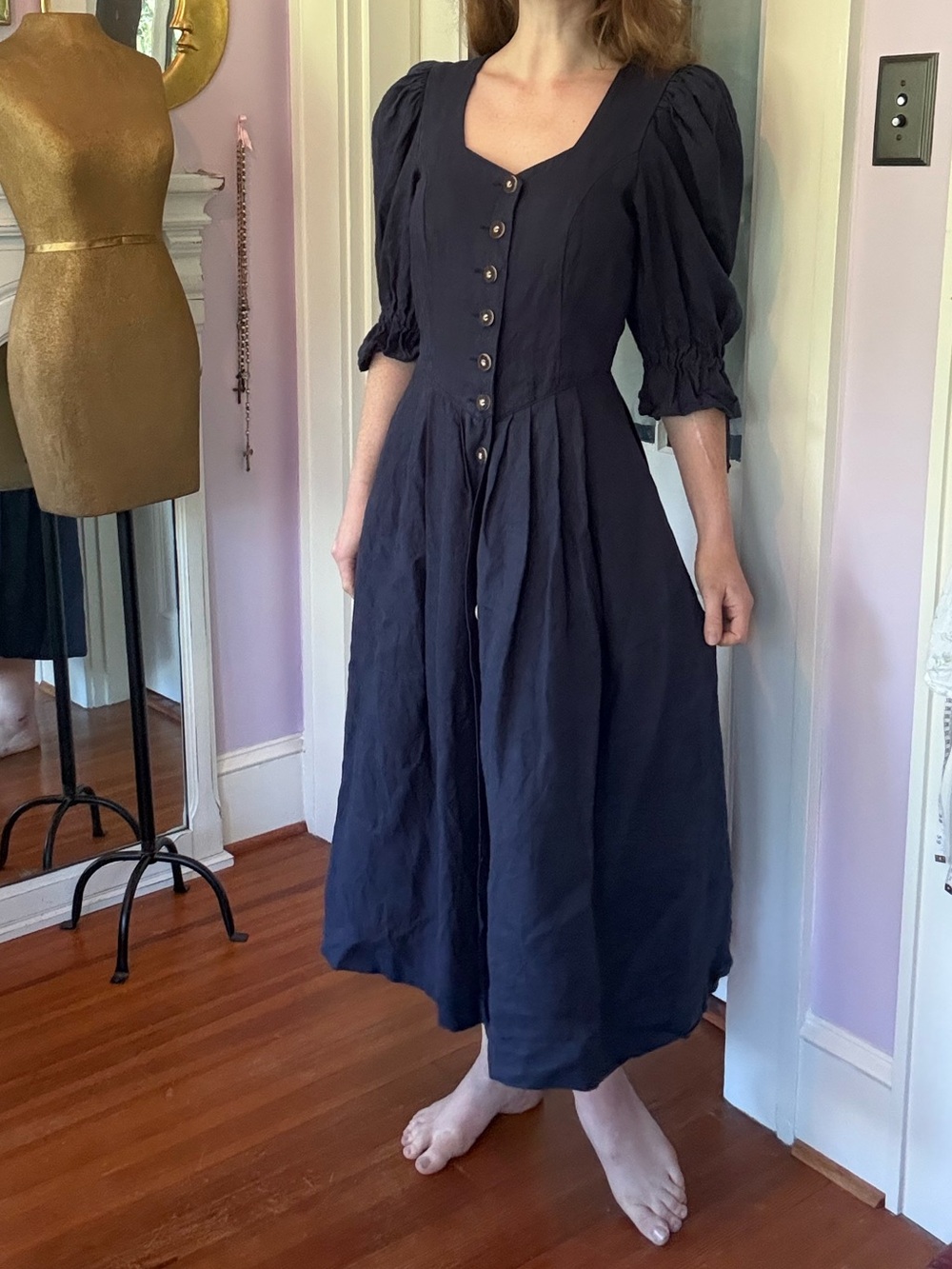 Vintage Austrian Trachten Linen Dress